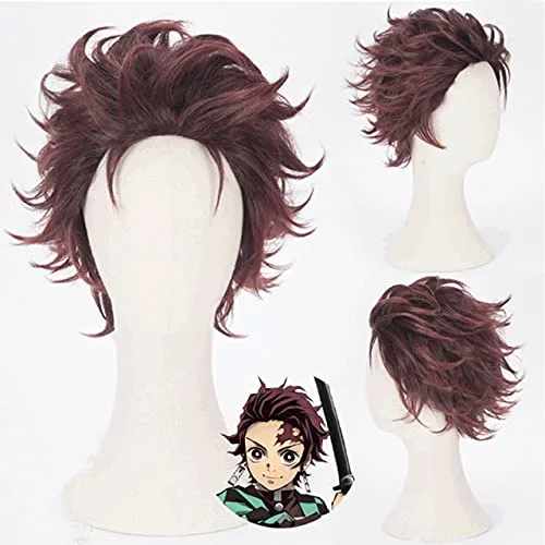 Demon Slayer Pelucas Tanjirou Nezuko Kamado Pelucas Kimetsu no Yaiba Cosplay Pelucas Zenitsu Agatsuma Golden Hair Inosuke Hashibira azul Tanjiro