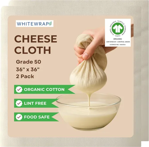 Vista 9 de Estopilla Bolsa de leche de nueces, colado reutilizable, paño de muselina de mantequilla sin blanquear para cocinar, yogur, jugo paño de queso