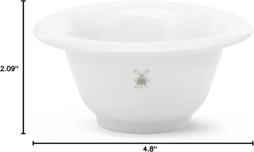 Vista 6 de MÜHLE Plato de afeitar con borde platino de porcelana blanca