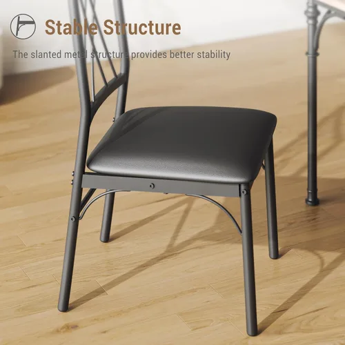 Vista 6 de Juego de mesa de comedor para 4 mesas de comedor y sillas modernas, juego de 4 sillas para 4 con banco de madera para comedor, comedor, juego