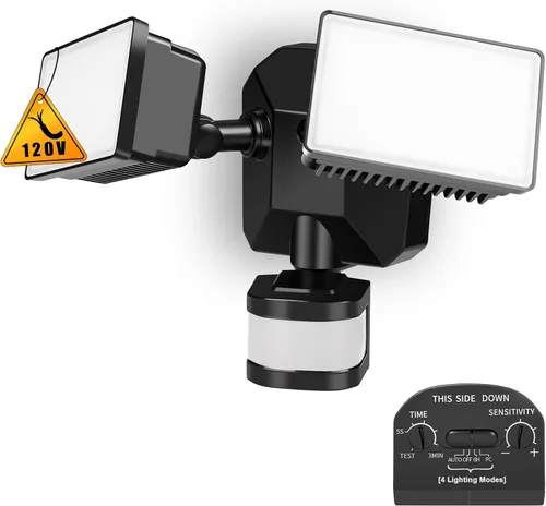 EMANER Luz de inundación con sensor de movimiento, del anochecer al amanecer, luces LED de seguridad para exteriores, 5000 K, 280 W, equivalentes