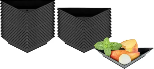 Vista 12 de Restaurantware Mini platos de aperitivo de 4 x 2 pulgadas, 100 platos triangulares desechables – Sirve muestras de aperitivos o aperitivos
