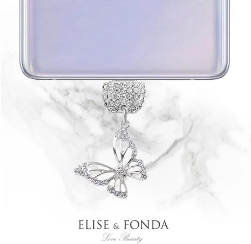 Vista 4 de ELISE & FONDA TP229 Tipo-C Puerto de carga USB Crystal Anti Dust Plug Little Butterfly Cell Phone Charm para Samsung