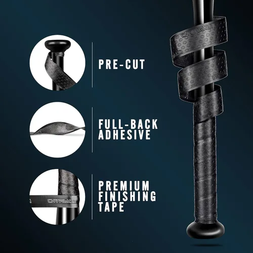 Vista 2 de CHAMPKEY PRO - Cintas de agarre de bate de 40 pulgadas, paquete de 2 cintas de bate de rendimiento para todo tipo de clima, cintas de agarre