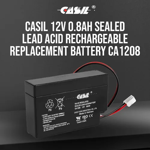Vista 2 de Casil Batería recargable de ciclo profundo sellada AGM de 12V 0.8Ah para CP1208 DJW12-0.8 LP12-0.8 NP0.8-12 PS-1208 SLA1000 UB1208 TP12-0.8