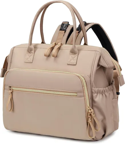 Vista 9 de LORADI Bolsa de Pañales Convertible Tipo Tote, Parte Superior Amplia Abierta 14 Bolsillos Elegante Bolsa de Pañales para Bebé con Hebilla