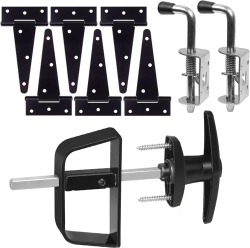 Vista 11 de Kit de herrajes para cobertizo de doble puerta de 5 llaves: incluye perno de barril, pestillo y herrajes de doble puerta para una fácil instalación