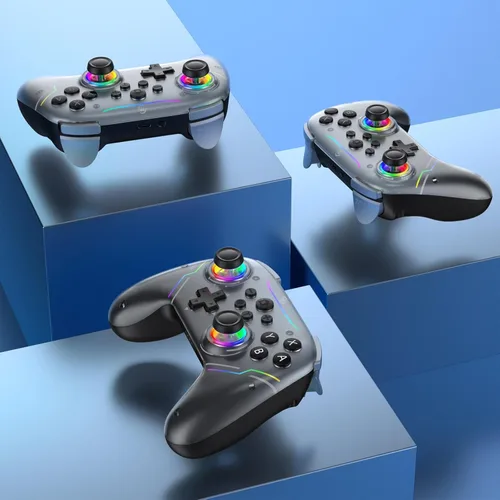 Vista 5 de JDDWIN Wireless Controller for Switch 2/Switch/PC/Steam Deck, Hall Effect Joysticks & Triggers/Wake-up Function, Gamepad with RGB Light