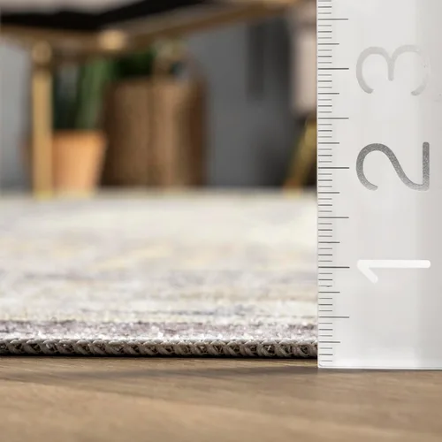 Vista 2 de nuLOOM Glenda - Alfombra lavable a máquina, 4 x 6 pies, gris claro, rectangular, 0.15 pulgadas de grosor