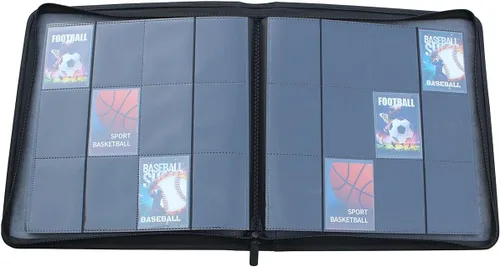 Vista 5 de Álbum negro de doble cara para tarjetas coleccionables de 12 bolsillos, carpeta de tarjetas premium de carga lateral, carpeta de 720 bolsillos