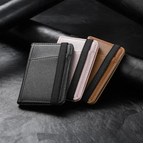 Vista 8 de Funda tipo cartera para teléfono, tarjetero para la parte posterior del teléfono, funda de piel con tapa compatible con iPhone, Samsung Galaxy Negro