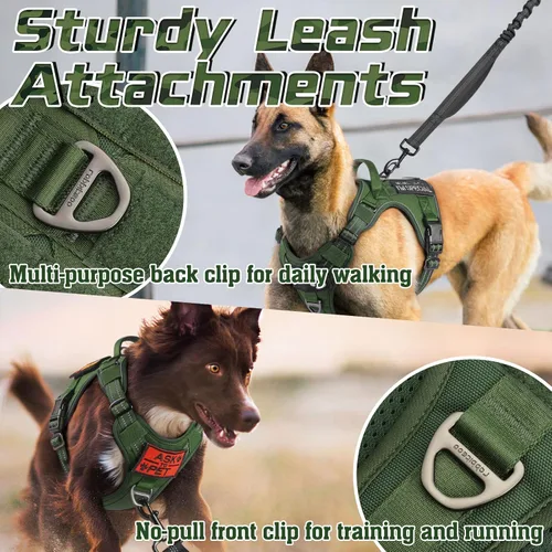Vista 5 de rabbitgoo Arnés táctico para perro, sin tirones, chaleco militar con asa y Molle, arnés para perro de servicio de fácil control para perros grandes