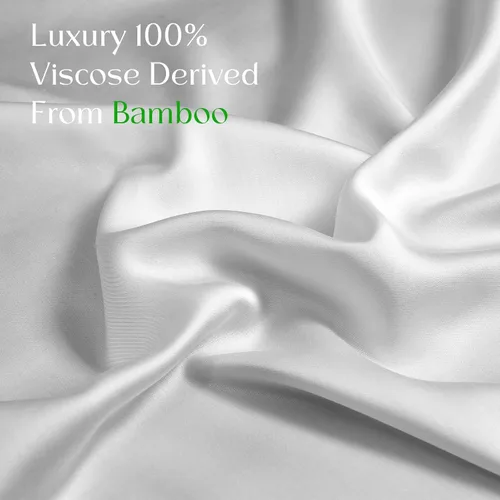 Vista 5 de MURT Juego de sábanas tamaño Queen, 100% viscosa de bambú, 400 hilos, refrescantes y suaves como la seda, certificado Oeko-TEX, bolsillo profundo