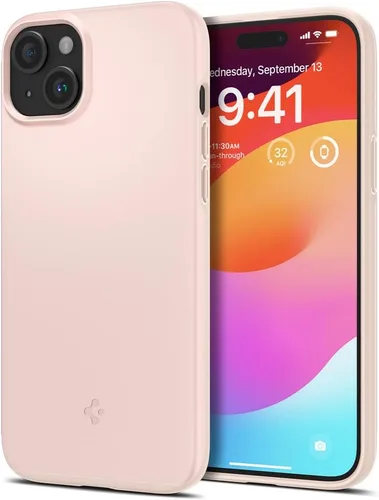 Vista 4 de Spigen Funda delgada diseñada para iPhone 15 Plus (2023) [carcasa dura] [protección de grado militar] - arena rosa