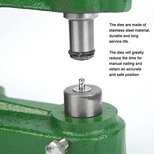 Vista 6 de 4 piezas de botón a presión Die Snap On Tool Wrap Button Kit de botón de acero inoxidable plateado Die Hand Snap Pressing Machine Kits de reemplazo