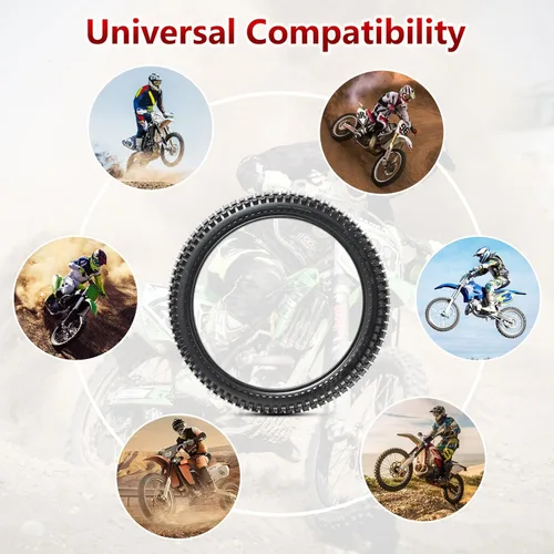 Vista 5 de Neumático delantero/trasero para bicicleta de cross 2.75-19 4PR TT 43P y tubo interior de servicio pesado compatible con neumáticos de bicicleta