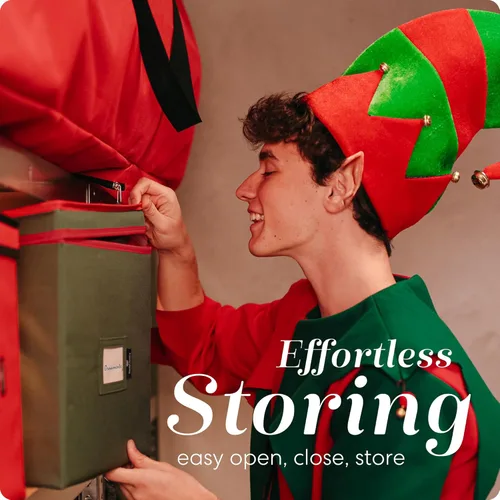 Vista 6 de Handy Laundry Almacenamiento de adornos de Navidad: almacena hasta 64 adornos navideños, divisores ajustables, dos asas. La caja de almacenamiento