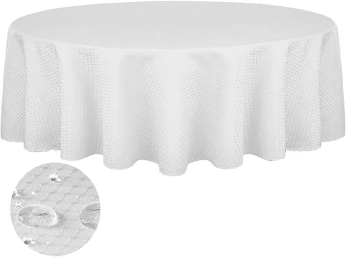 Vista 11 de Tektrum Mantel redondo de jacquard de 70 pulgadas, resistente al agua, resistente a las manchas, a prueba de derrames, ideal para cenas, banquetes