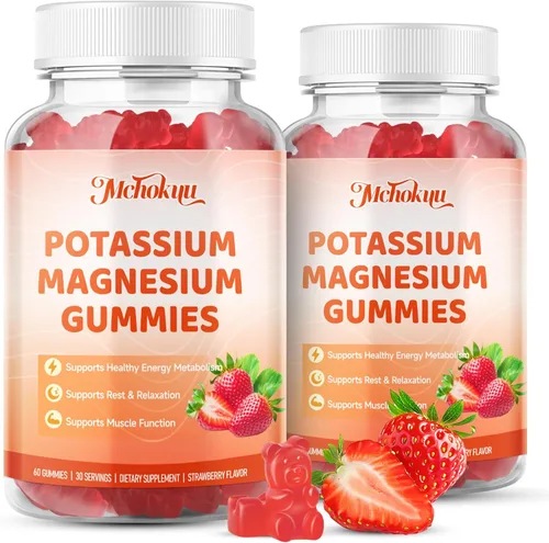 Vista 8 de Gomitas de potasio y magnesio – Glicinato de magnesio de alta absorción – Suplemento de magnesio y potasio con vitamina B6, D3, B12 para apoyo