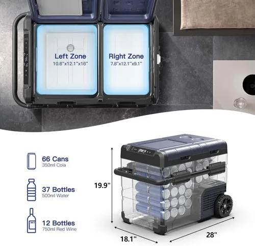 Vista 2 de BODEGA BODEGACOOLER - Refrigerador portátil de 12 V, refrigerador de coche de 48 cuartos (45 litros), refrigerador de coche RV, congelador portátil