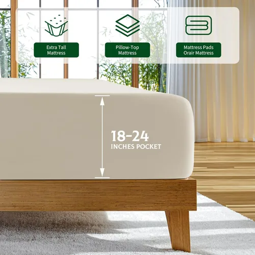 Vista 3 de SONORO KATE 100% viscosa derivada de bambú, bolsillo extra profundo de hasta 18-24 pulgadas, sábanas ultrasuaves y refrescantes para personas que