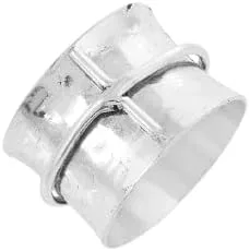 Cross Spinner Ring for Women, 925 Silver Handmade Band, Minimalist Fidget Jewelry, Worry Relief Spinner, Promise Gift