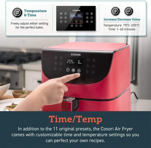 Vista 5 de COSORI - Freidora de aire 5.5 litros XL eléctrica sin aceite, horno de aire caliente con 11 funciones programables y recordatorio