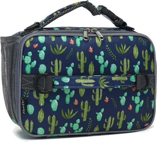 Vista 30 de FlowFly - Lonchera infantil, bolsa escolar aislada duradera con correa de hombro y soporte para botellas, minihielera térmica resistente al agua