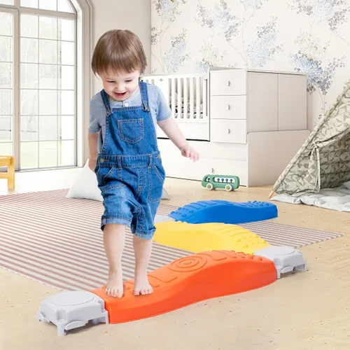 Kids Balance Beam and Stepping Stones, 8 Pcs Toddler Balance Beam, Non-Slip Plastic Stepping Stones, Sensory Toys for Toddlers, Kids,Active Play for