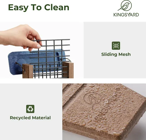 Vista 4 de Kingsyard Comedero de Sebo para Pájaros de Plástico Reciclado, Comedero de Sebo con Soporte para Cola para Colgar Afuera, Resistente y Duradero