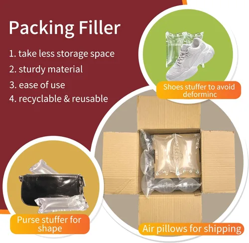 Vista 2 de Almohadas de aire de embalaje para envío, 300 bolsas de aire inflables con bomba, rellenos de bolso para ahorrar espacio, cojín de aire, paquete