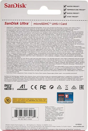 Vista 3 de SanDisk MicroSDHC Ultra® de 32 GB 120MB/s A1 Clase 10 UHS-I