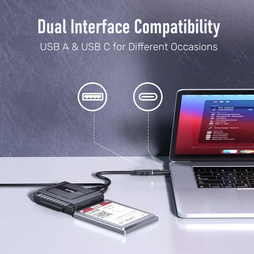 Vista 4 de Unitek Adaptador USB C a SATA IDE Kit de convertidor de adaptador de disco duro externo para disco duro universal de 2.53.5 pulgadas HDDSSD
