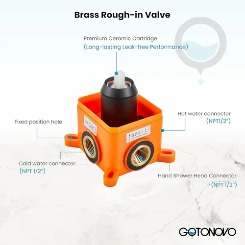 Vista 5 de gotonovo Sistema de ducha de lluvia negro mate de 10 pulgadas, cabezal de ducha de baño, mezclador de lujo, juego completo combinado de mango