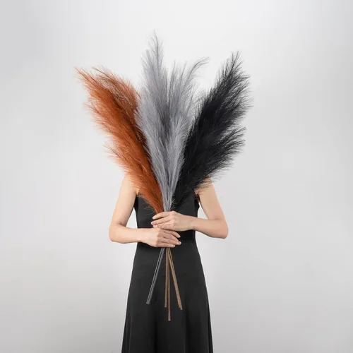 Vista 9 de Decoración de Hierba de Pampas Alta, 43"/110cm Hierba de Pampas Falsa 6 Tallos Grandes Ramas de Hierba de Pampas Altas a Granel Arreglo Floral Boho