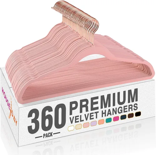 Vista 43 de HOUSE DAY Perchas de terciopelo beige, paquete de 20 perchas de fieltro antideslizantes resistentes para abrigos, perchas delgadas de alta calidad