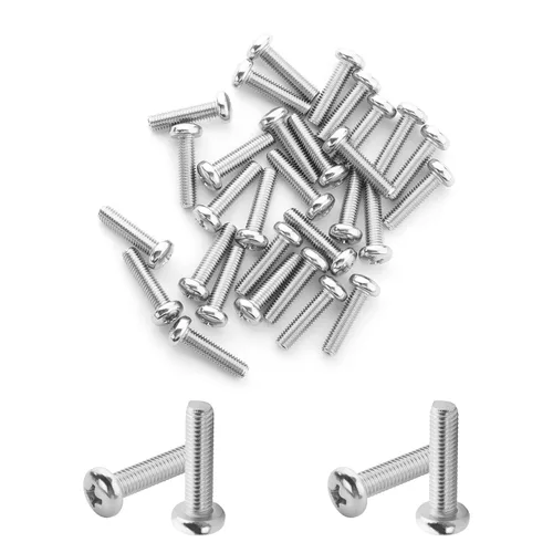 Vista 195 de MroMax 30 tornillos de máquina Phillips de cabeza plana M2 x 0.197 in, acero inoxidable 304 18-8, rosca completa, tornillos de cabeza cruzada gris