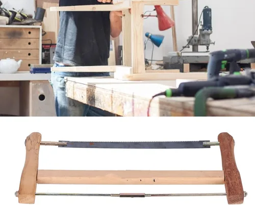 Vista 5 de Sierra de marco profesional, sierra de arco de mano de carpintero para corte de madera, herramienta grande de sierra de mano de madera de teca