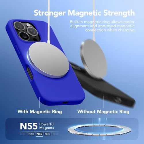 Vista 1909 de GONEZ Funda magnética para iPhone 14, compatible con Magsafe, con protector de pantalla + protector de cámara, forro de microfibra antiarañazos