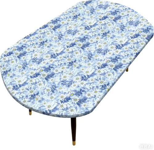 Vista 37 de Mantel redondo de vinilo ajustable con parte trasera de franela, mantel elástico, cubierta de plástico impermeable a prueba de aceite