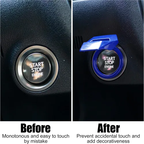 Vista 3 de SENGARO Control Universal del Motor, Arranque/Parada del Coche, Acabado de Aleación de Zinc, Cubierta de Un Botón (Azul)