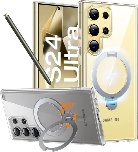 Vista 18 de TORRAS Soporte Magnético Giratorio de 360° para Funda Samsung Galaxy S24 Ultra, Compatible con Magsafe, Resistente a Golpes de Grado Militar Funda