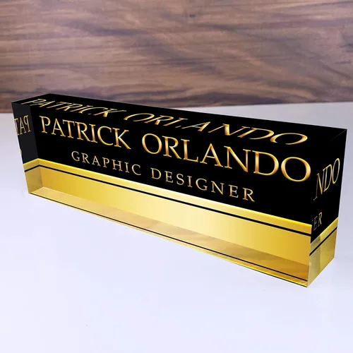 Vista 11 de Artblox - Placa de nombre personalizada para escritorio de oficina con soporte de tarjeta de presentación Cristal acrílico transparente