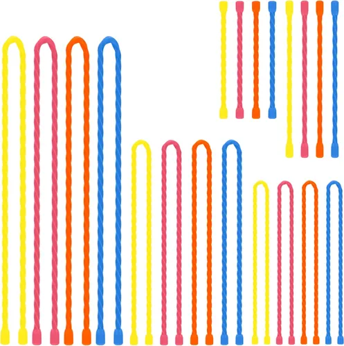 Vista 7 de 12 bridas de silicona reutilizables de 4, 6, 12 pulgadas, correas de sujeción de silicona reutilizables con núcleo de acero para agrupar