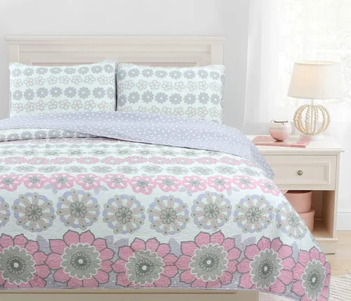 Vista 13 de Cozy Line Home Fashions Juego de colcha reversible de microfibra rosa para niñas (mariposas, tamaño individual, 2 piezas)