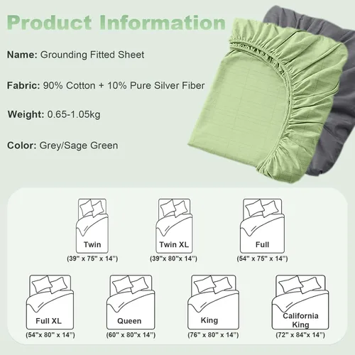 Vista 6 de Grounding Sheets - Sábanas de algodón de alta calidad para terapia de sueño saludable, sábanas bajeras de bolsillo profundo que incluyen cordón