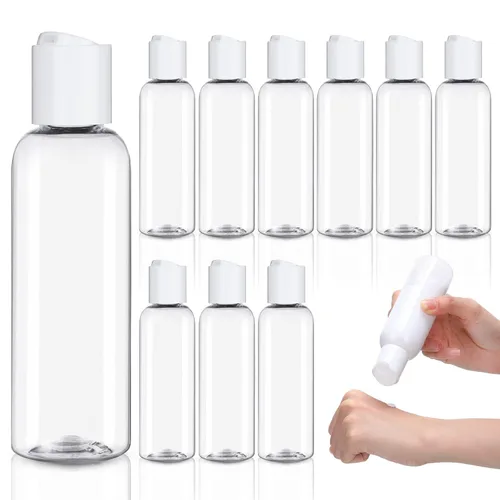 Vista 9 de Zubebe 36 piezas de botellas de viaje de plástico con tapa de disco abatible vacía, contenedores de viaje flexibles recargables para champú
