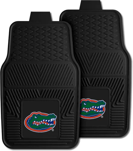 FANMATS Gators de la Universidad de Florida - Estera de auto de vinyl, Juego de 2 alfombrillas para coche de vinilo, Negro