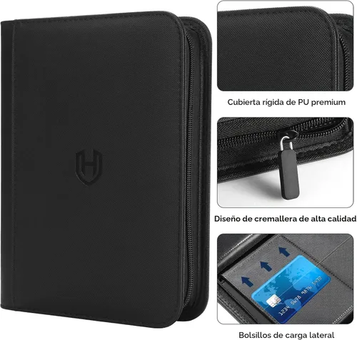 Vista 2 de Carpeta de Tarjetas de 4 Bolsillos con Cremallera, Libro Portatarjetas de 288 Bolsillos, Carpeta con Cremallera de Cubierta de PU Premium, Carpeta