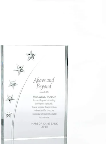 Vista 5 de Baudville Trofeo grabado - Acrílico transparente - Acentos de estrella - Premio para empleados - Grabado personalizado